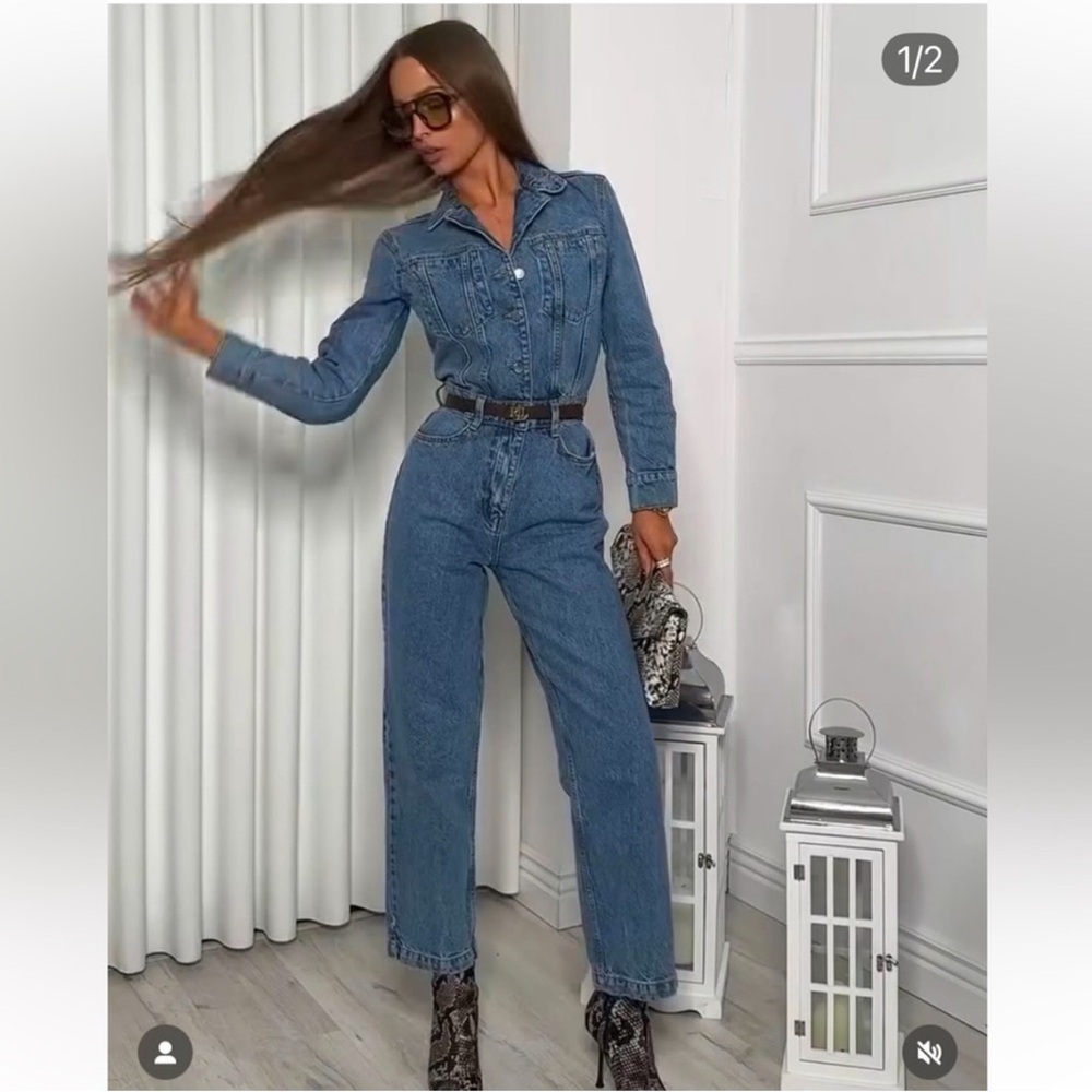 Women's Blue Denim Jumpsuit